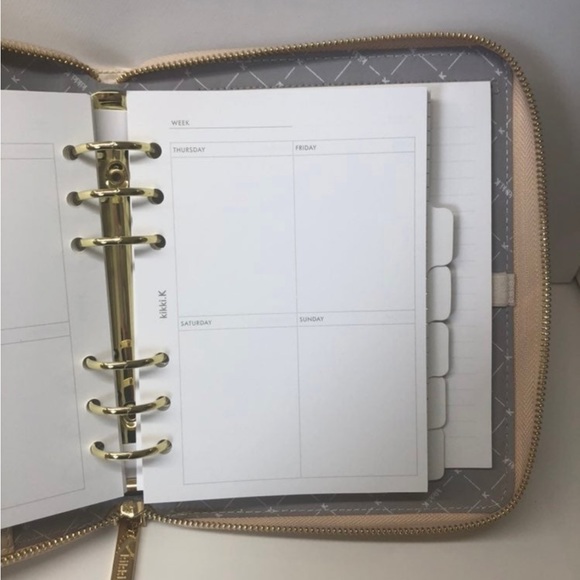 Kikki.K B6 Beige Croco Leather Zippered Planner - Picture 9 of 11
